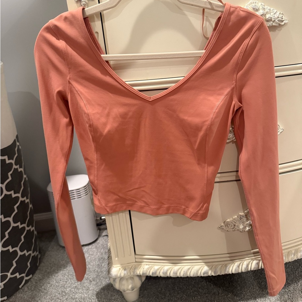 lululemon athletica Peach Long Sleeve V-Neck Top